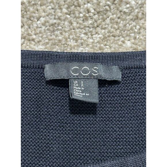 Cos Women’s Small A-line Sweater Knit Tunic Navy Pockets Cotton - Picture 6 of 9